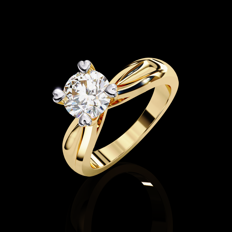 Eternal Ember Round Cut LAB Diamond Solitaire Engagement Ring GOLD