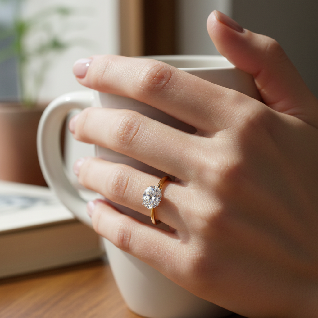 1.20ct Oval Cut Lab Grown Diamond Solitaire Ring - Gold