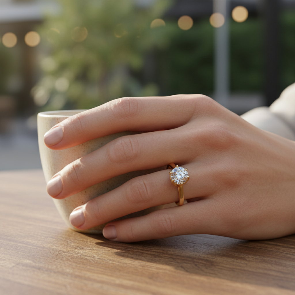 1.34ct Six-Prong Round Brilliant Lab Grown Diamond Solitaire Ring - Gold