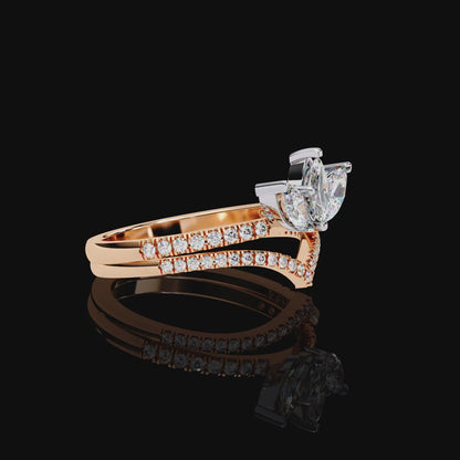 Open Pear Crown Diamond Ring for Women Luxury