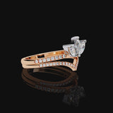 Open Pear Crown Diamond Ring for Women Luxury
