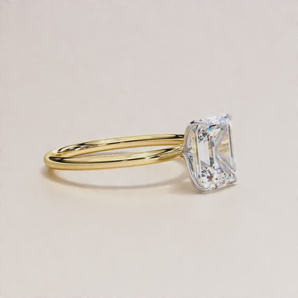 3.03 Carat Radiant Cut LAB Diamond Solitaire Engagement Ring  GOLD