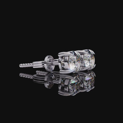 Solitaire Brilliant Round Diamond Stud Earrings in Yellow Gold