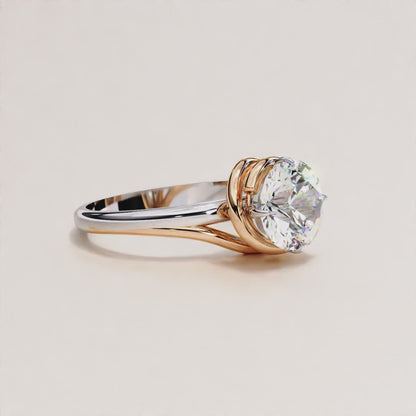 Twisted Vine Round Cut Solitaire Engagement Ring White Gold