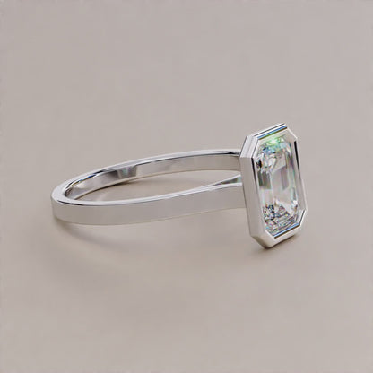 1.31 Carat Emerald Cut LAB Diamond Solitaire Engagement Ring  White Gold