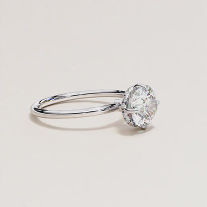 Secret Halo Round Cut Lab Diamond Solitaire Engagement Ring  ROSE GOLD