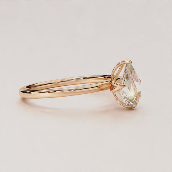 0.74 Carat Pear Cut Lab Diamond Solitaire Engagement Ring Rose Gold