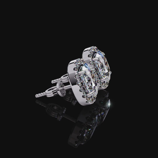 Video of Cushion Lab Diamond Earrings Halo Stud for Women Conscious Elegance