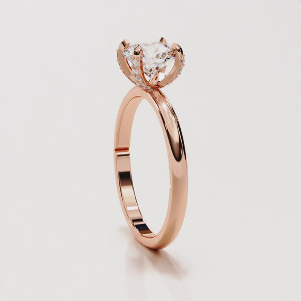 Eeverglowing Bloom Round Cut LAB Diamond Solitaire Engagement Ring ROSE GOLD