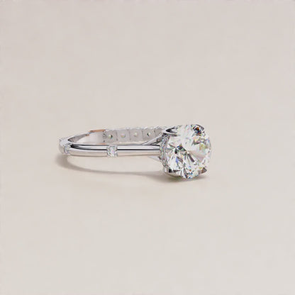 Melody Round Cut LAB Diamond Solitaire Engagement Ring White Gold