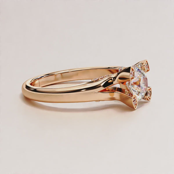 Vintage Blush Round Cut LAB Diamond Solitaire Engagement Ring ROSE GOLD