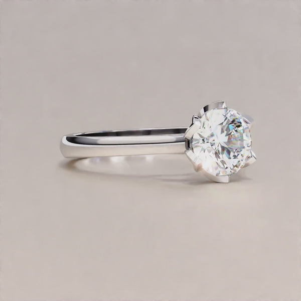 Aveline Round Cut LAB Diamond Solitaire Engagement Ring White Gold